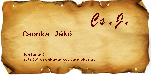Csonka Jákó névjegykártya